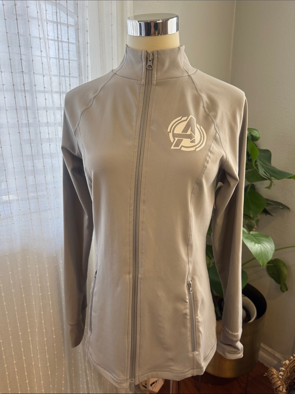 Marvel Women's Light Gray Full-Zip Utility Jacket with Avengers Logo